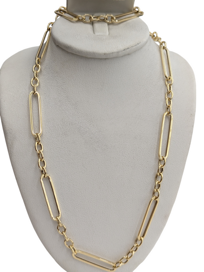 14kt Real Gold Fancy Paperclip Necklace