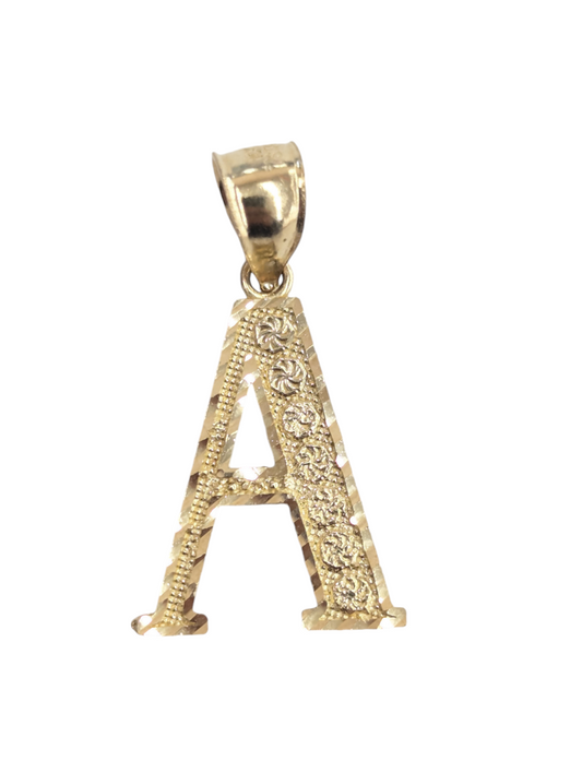 10kt Real Gold Initials Block Letter A - Z Pendant