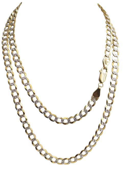 14kt Real Solid Gold Cuban Curb Diamond Cut Chain 4.7mm