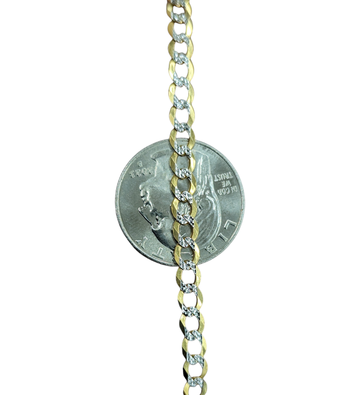 14kt Real Solid Gold Cuban Curb Diamond Cut Chain 4.7mm