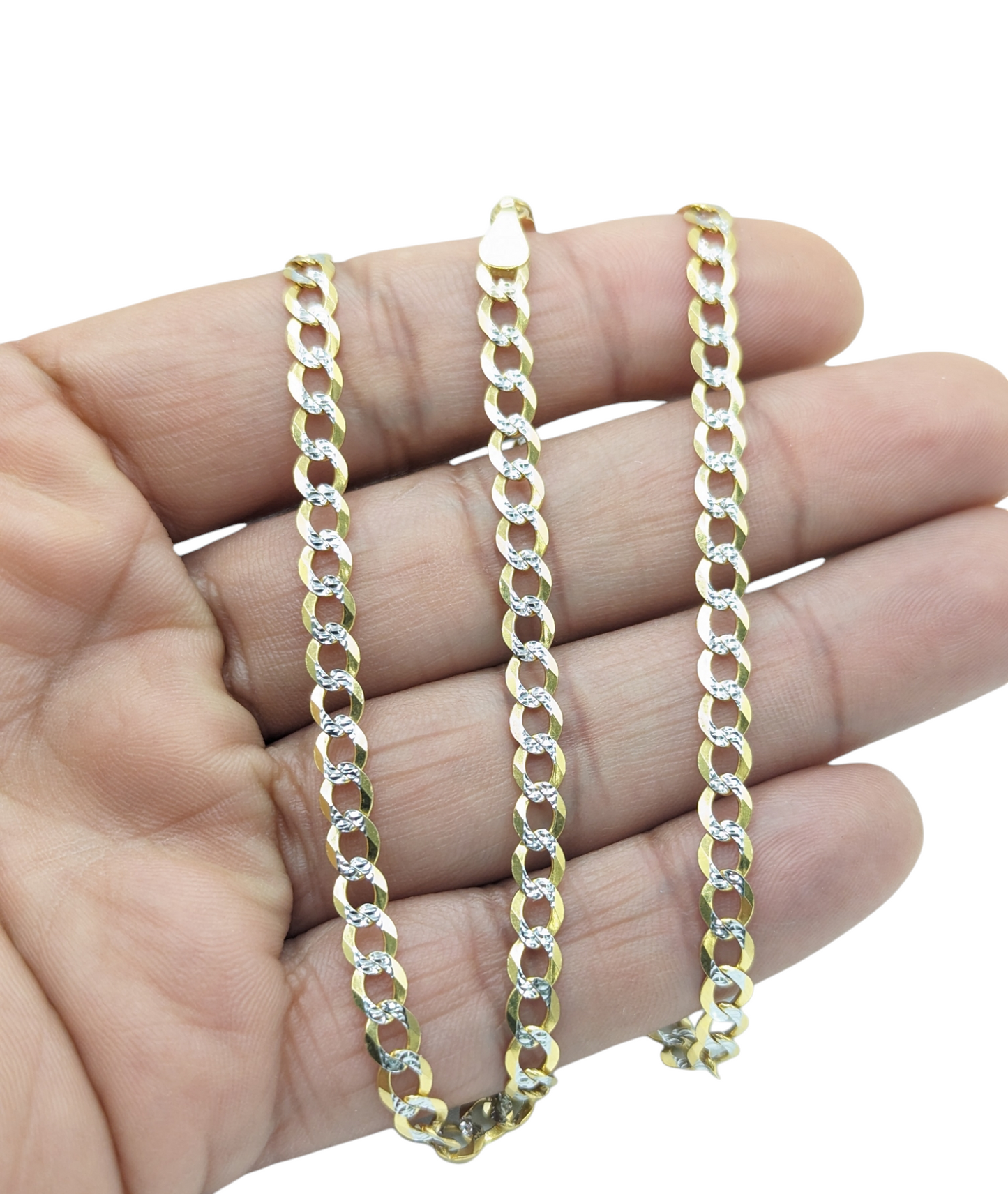 14kt Real Solid Gold Cuban Curb Diamond Cut Chain 4.7mm