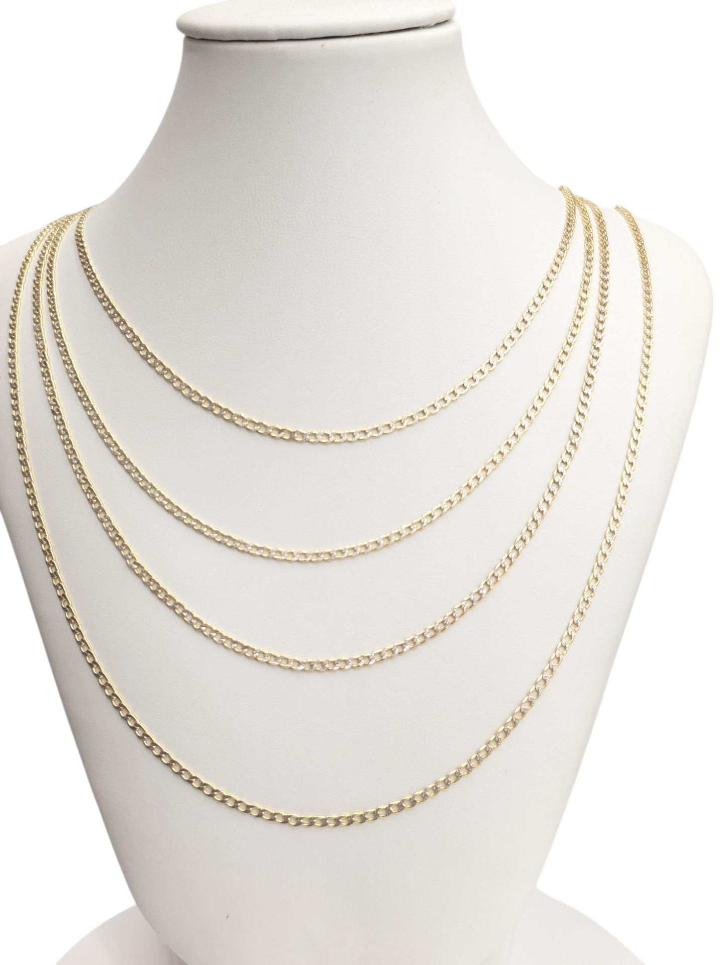 14kt Real Gold Cuban Curb Diamond Cut Chain 2.3 mm