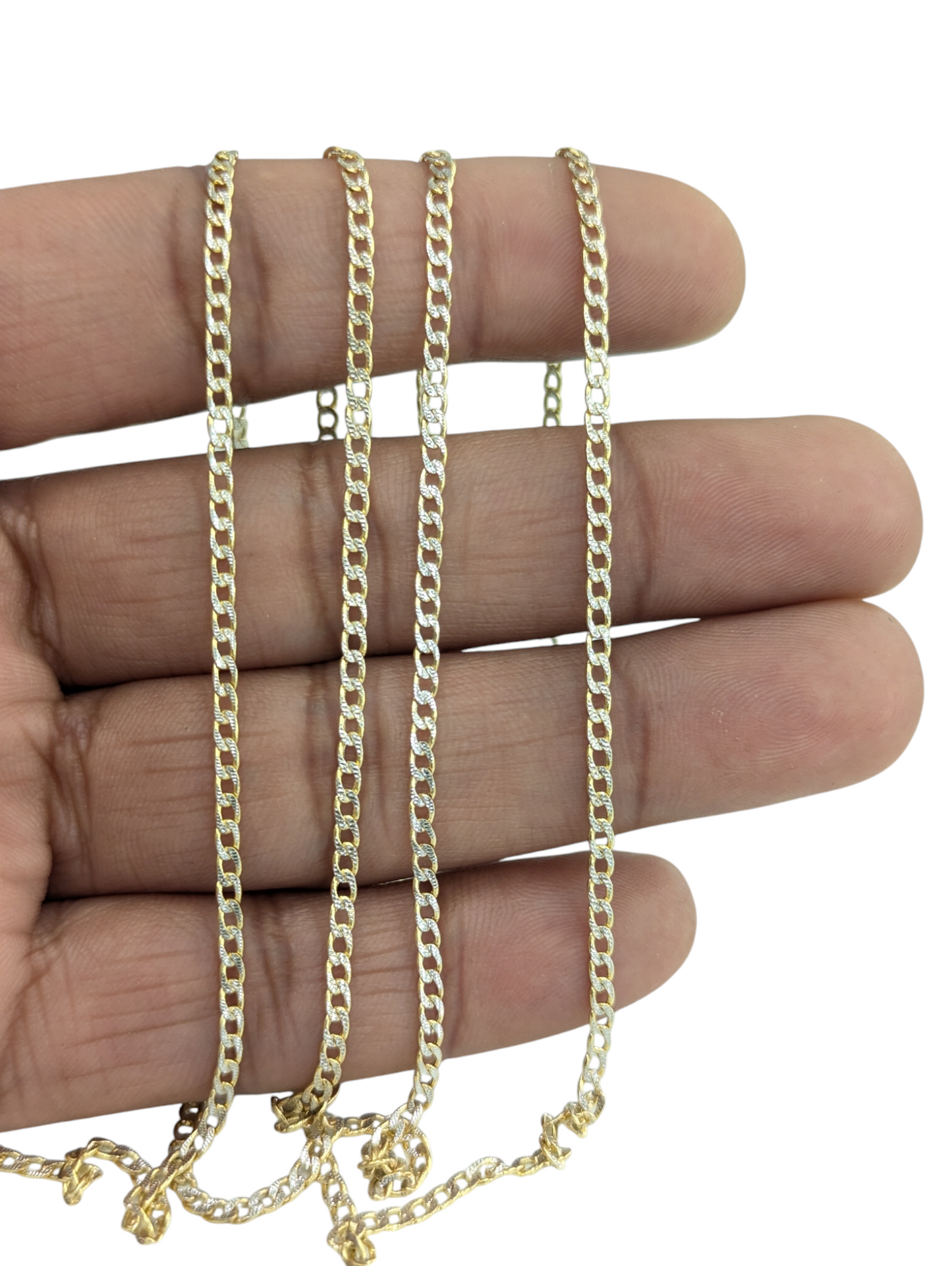 14kt Real Gold Cuban Curb Diamond Cut Chain 2.3 mm