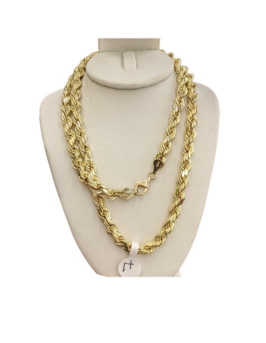 10kt Real Gold Rope Chain 7mm