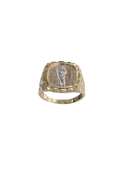 10kt Real Gold Nugget style Saint Jude Ring For Men