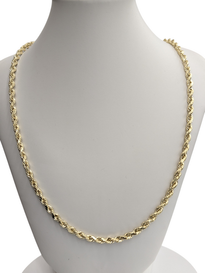 14kt Real Gold Rope Chain 4mm