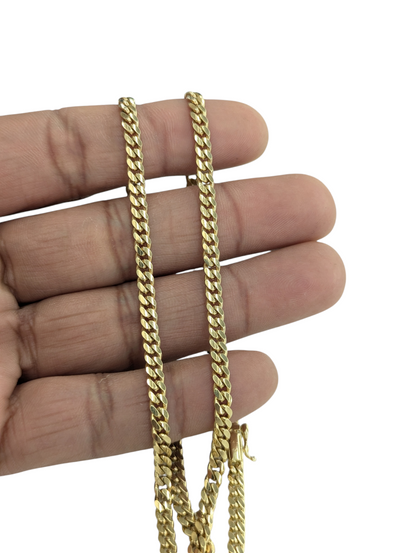 10kt Real Solid Gold Miami Cuban Style Chain 4mm