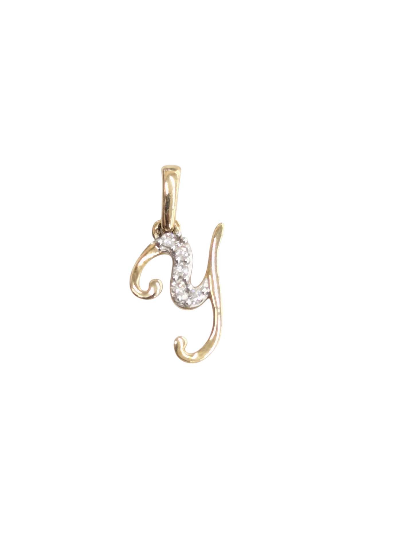 Real Diamond 10kt Yellow Gold Initial A - Z Pendant