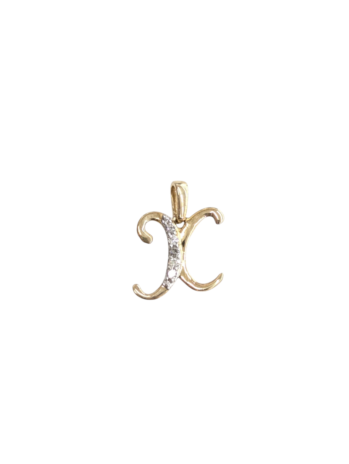 Real Diamond 10kt Yellow Gold Initial A - Z Pendant