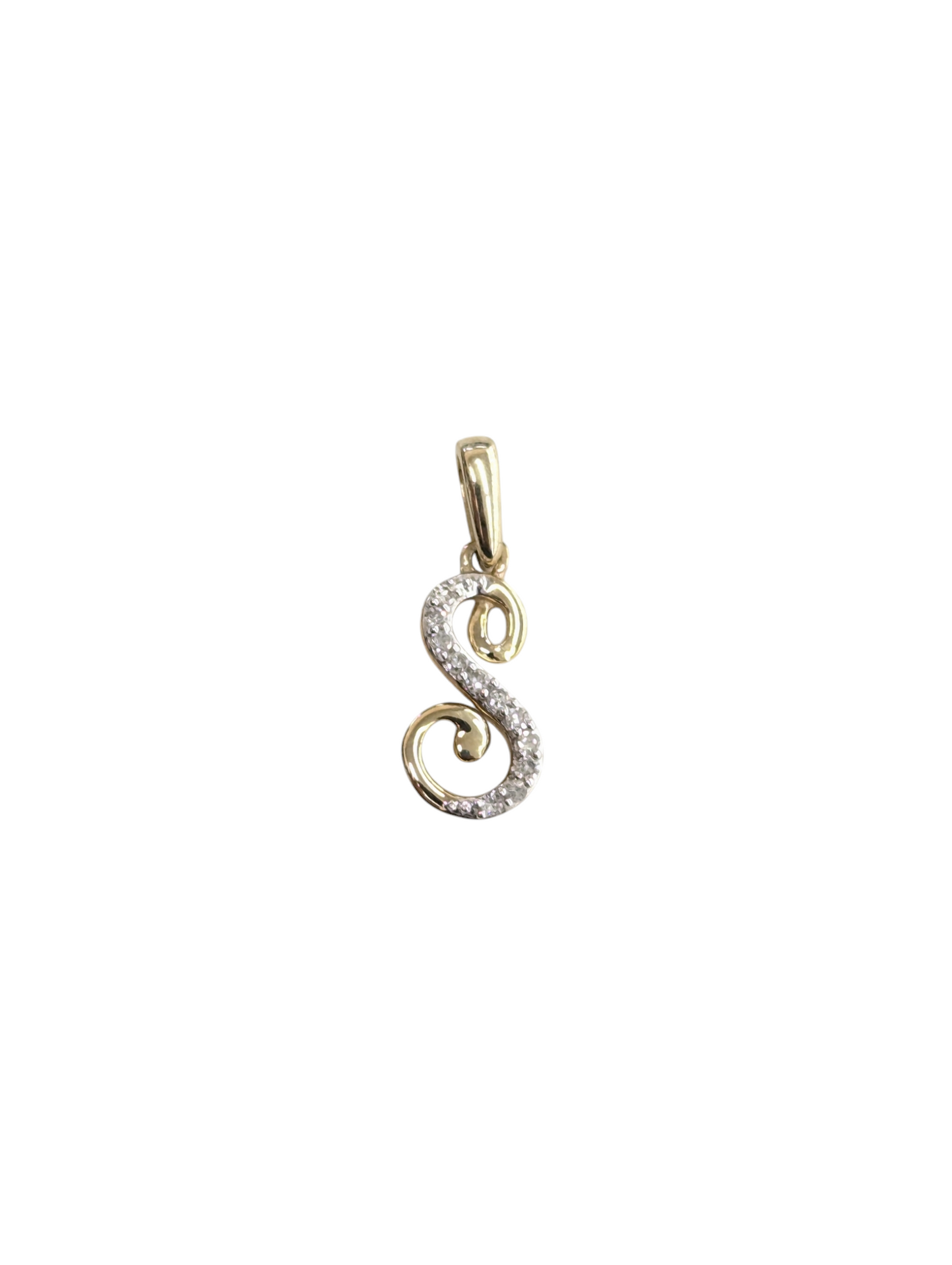 Real Diamond 10kt Yellow Gold Initial A - Z Pendant