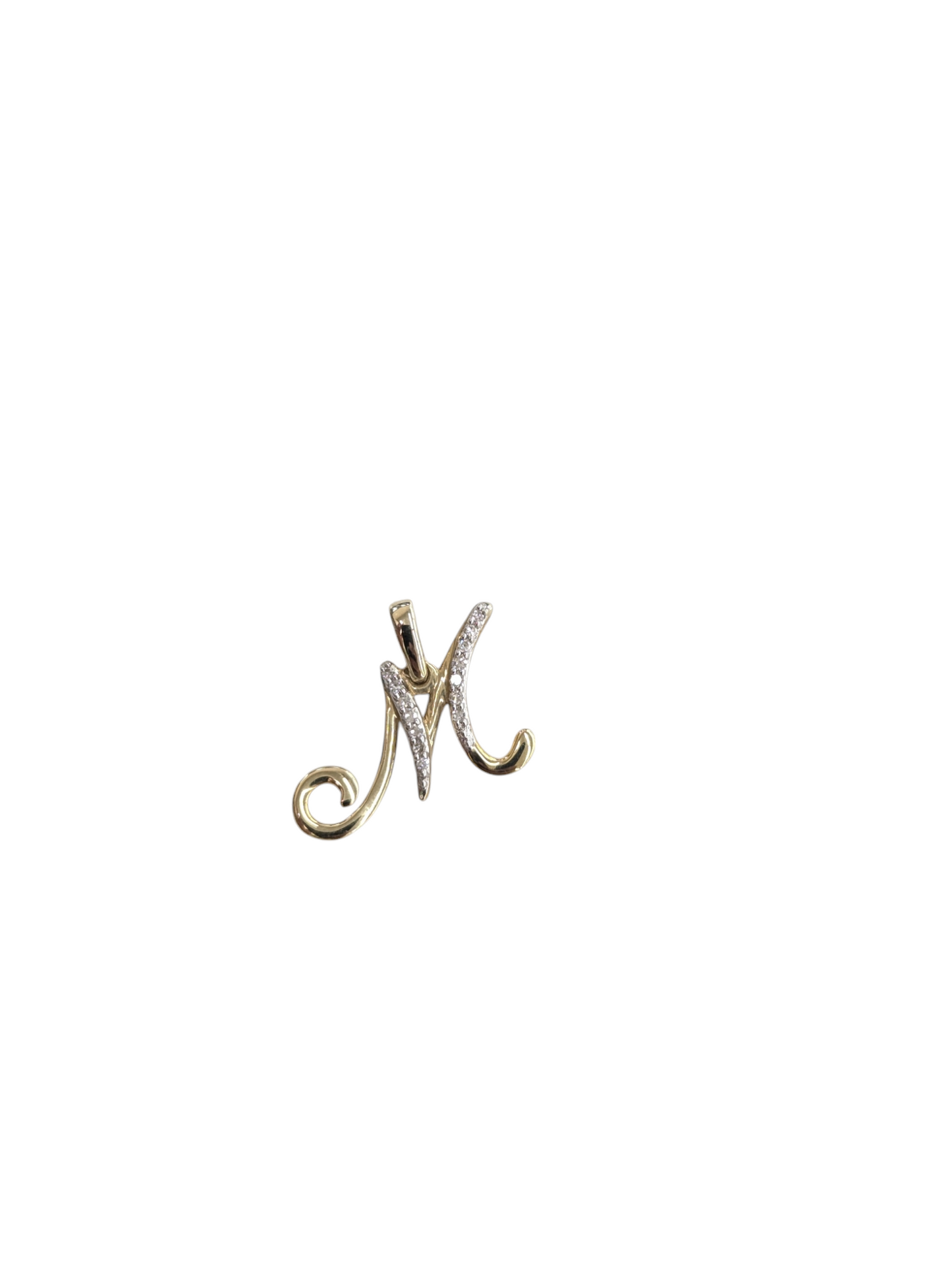 Real Diamond 10kt Yellow Gold Initial A - Z Pendant