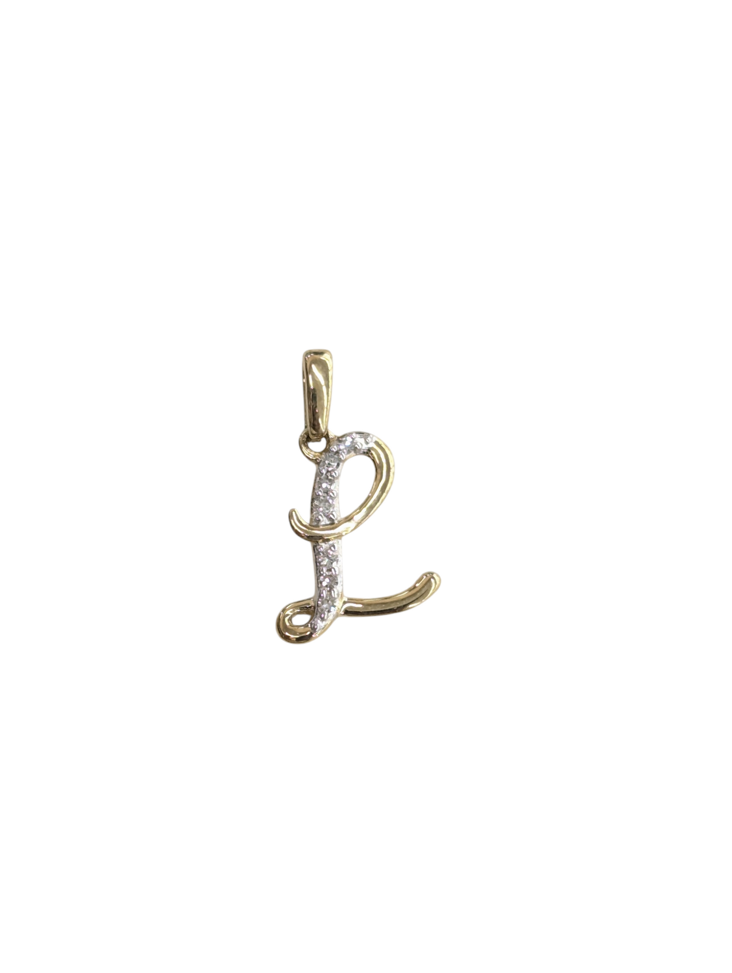 Real Diamond 10kt Yellow Gold Initial A - Z Pendant