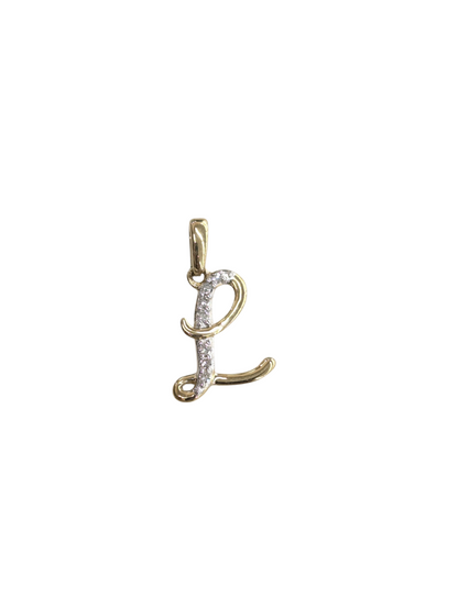 Real Diamond 10kt Yellow Gold Initial A - Z Pendant