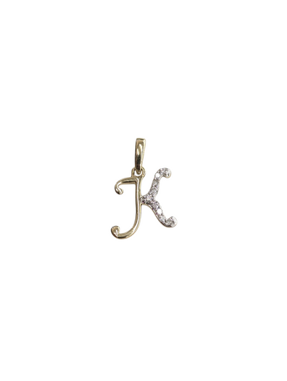 Real Diamond 10kt Yellow Gold Initial A - Z Pendant