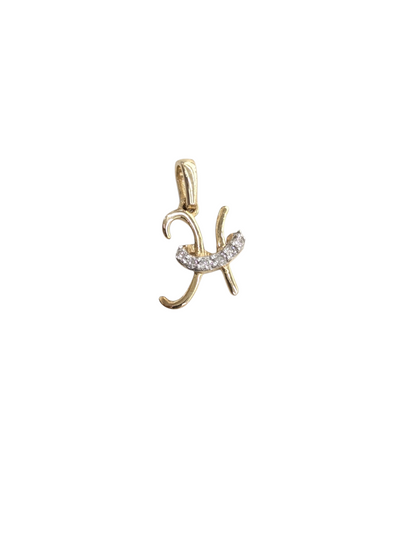 Real Diamond 10kt Yellow Gold Initial A - Z Pendant