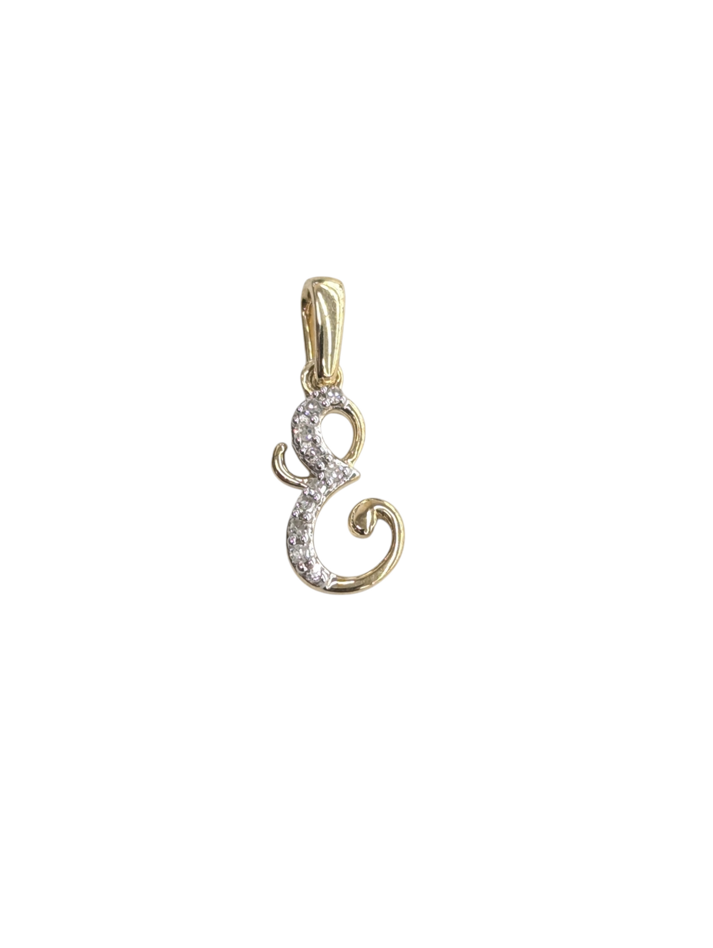 Real Diamond 10kt Yellow Gold Initial A - Z Pendant