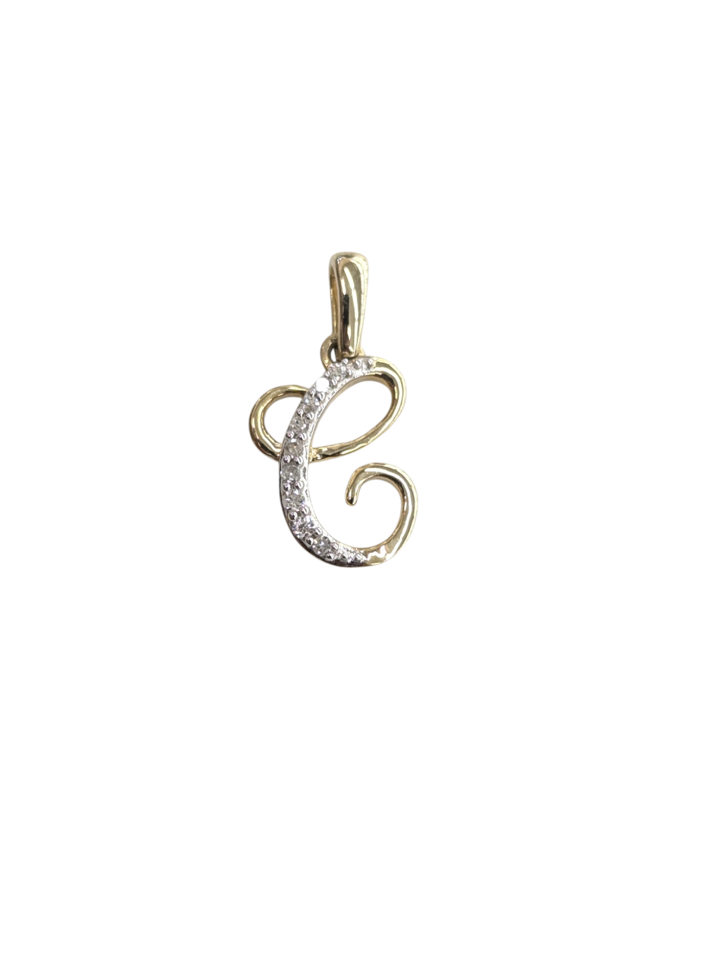 Real Diamond 10kt Yellow Gold Initial A - Z Pendant