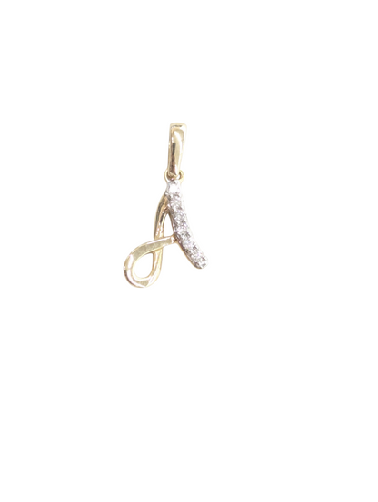 Real Diamond 10kt Yellow Gold Initial A - Z Pendant