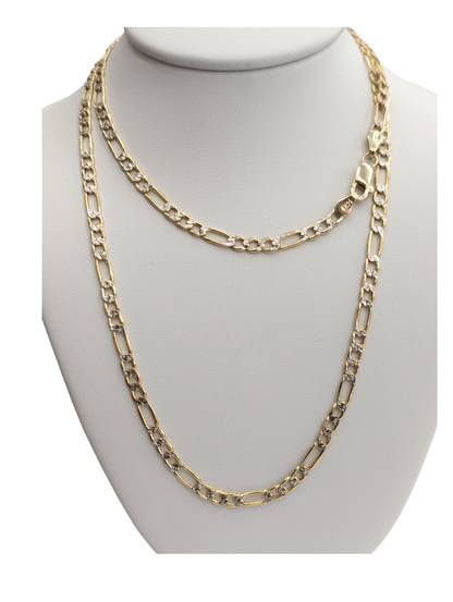 14kt Real Gold Figaro Diamond Cut Chain 3.2 mm