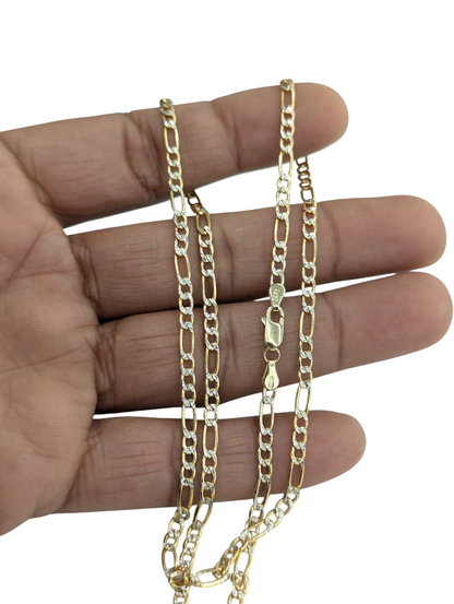 14kt Real Gold Figaro Diamond Cut Chain 3.2 mm