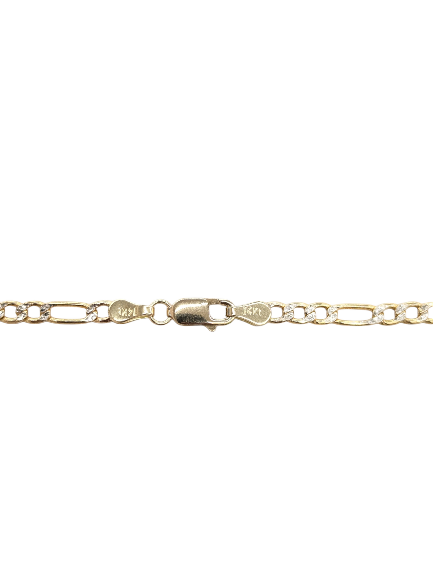 14kt Real Gold Figaro Diamond Cut Chain 3.2 mm