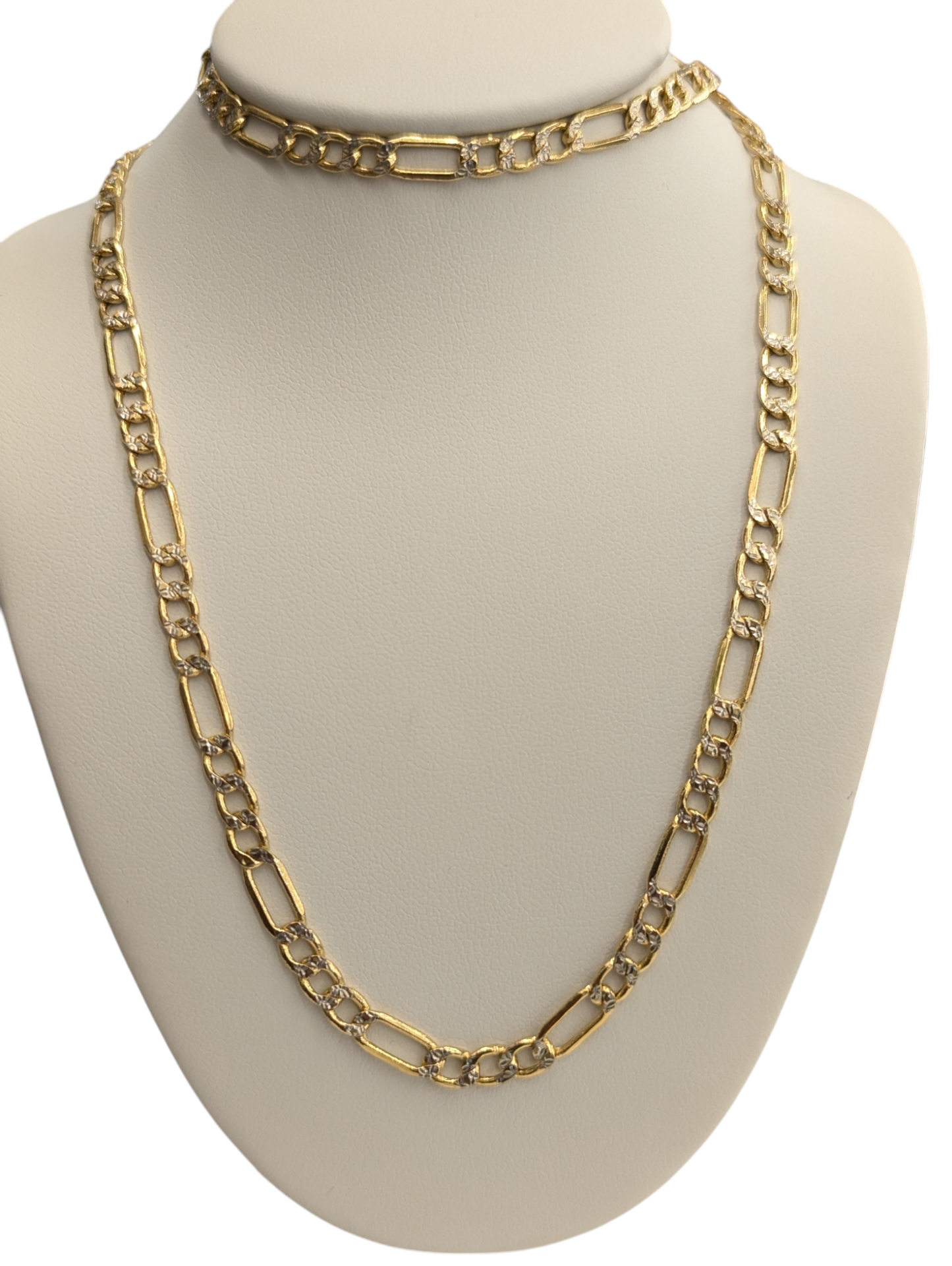 14kt Real Gold Figaro Diamond Cut Chain 4.5mm