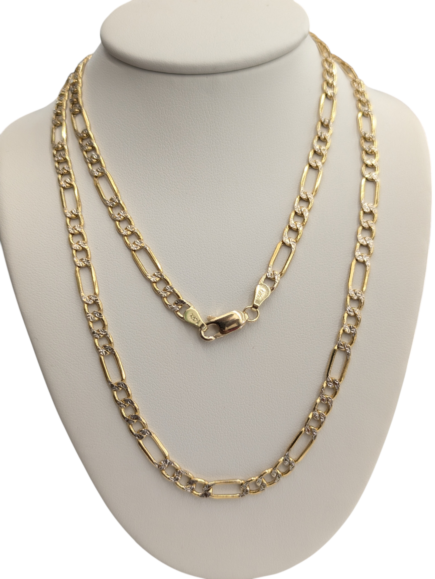 14kt Real Gold Figaro Diamond Cut Chain 4.5mm