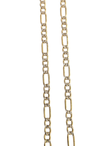 14kt Real Gold Figaro Diamond Cut Chain 4.5mm