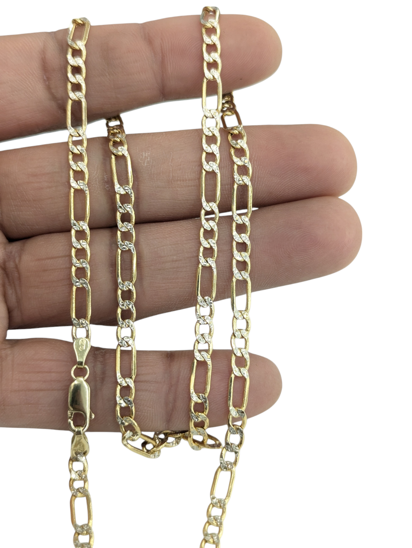 14kt Real Gold Figaro Diamond Cut Chain 4.5mm