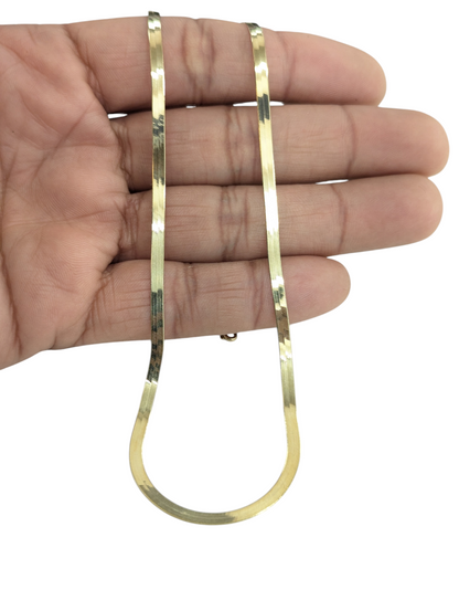 10KT REAL GOLD HERRINGBONE CHAIN 3MM