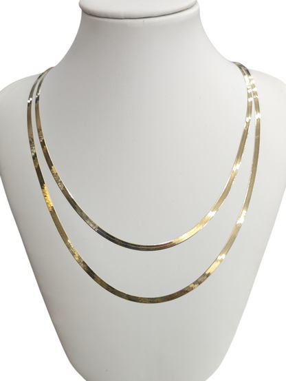 10KT REAL GOLD HERRINGBONE CHAIN 3MM