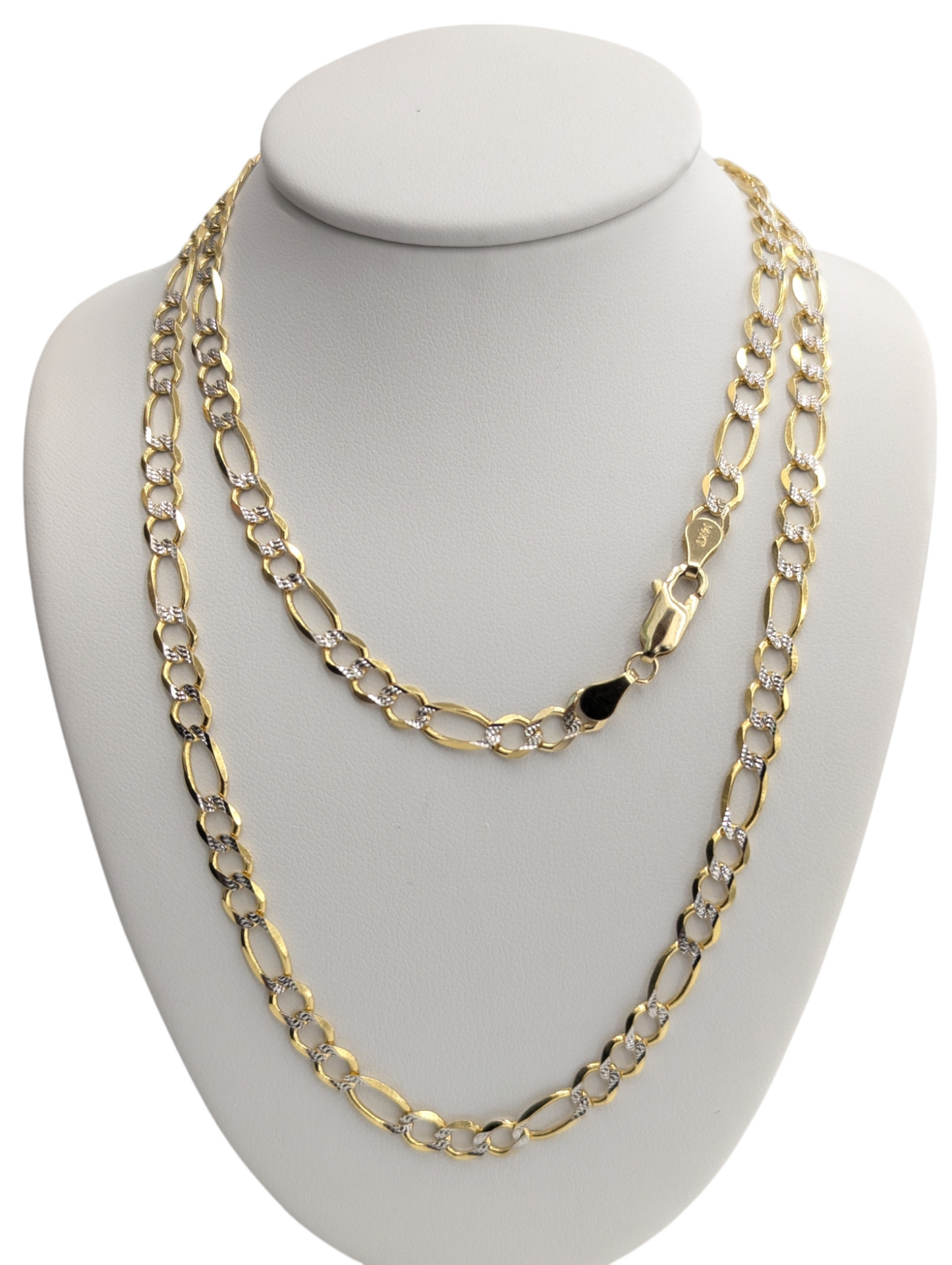 14kt Real Solid Gold Figaro Diamond Cut Chain 4.6mm