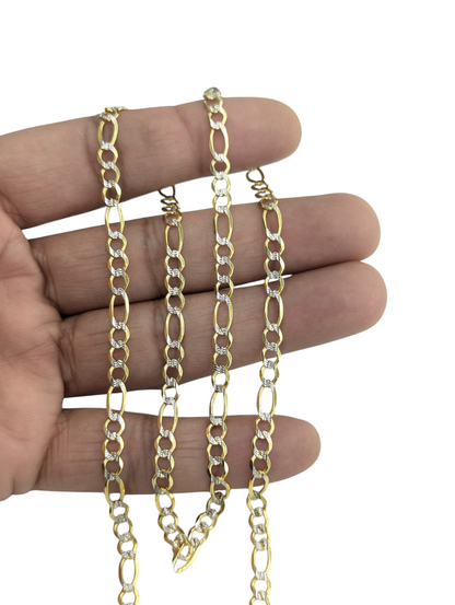 14kt Real Solid Gold Figaro Diamond Cut Chain 4.6mm