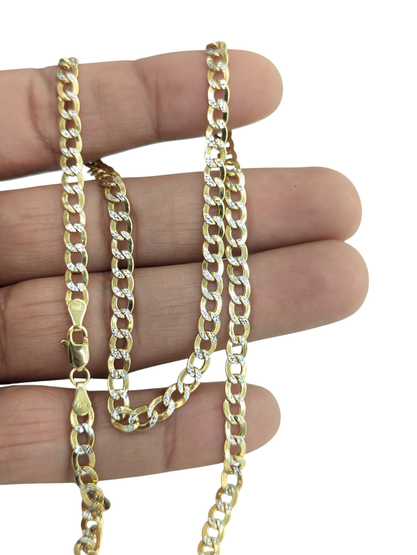 10kt Real Gold Cuban Curb Diamond Cut Chain 4.5 mm