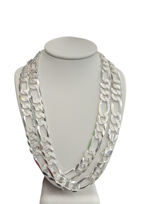 925 STERLING SILVER FIGARO DIAMOND CUT CHAIN 10MM