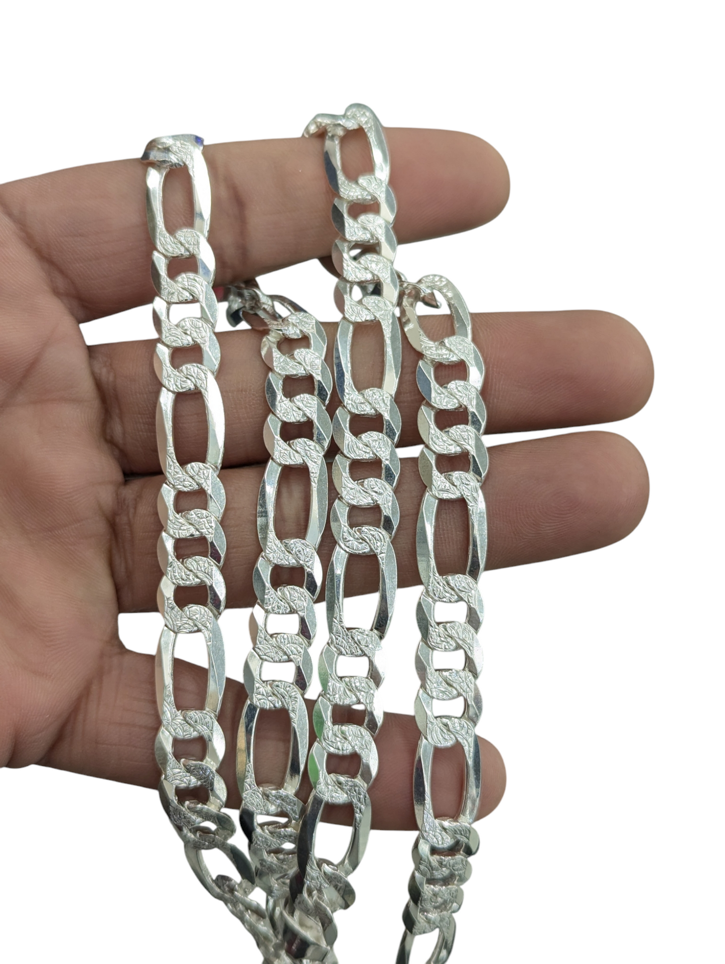 925 STERLING SILVER FIGARO DIAMOND CUT CHAIN 10MM