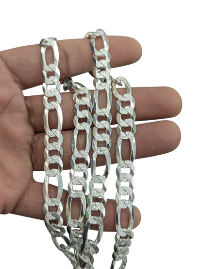 925 STERLING SILVER FIGARO DIAMOND CUT CHAIN 10MM