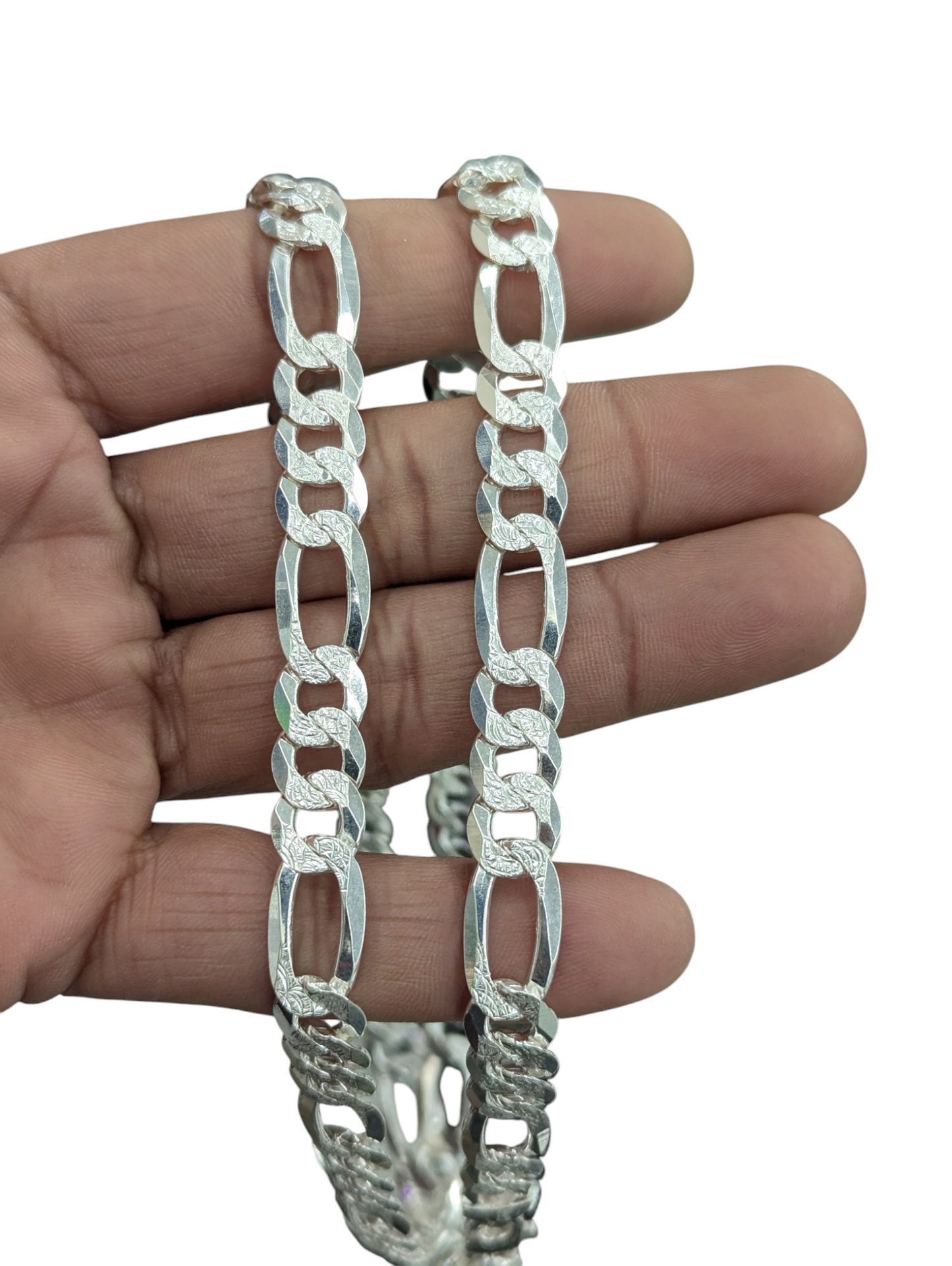 925 STERLING SILVER FIGARO DIAMOND CUT CHAIN 10MM