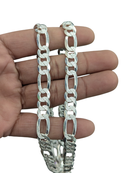 925 STERLING SILVER FIGARO DIAMOND CUT CHAIN 10MM