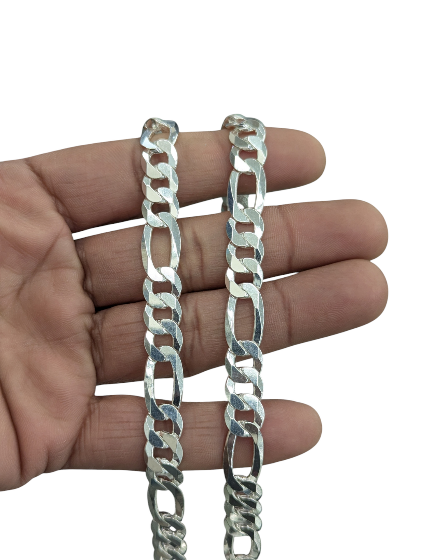 925 STERLING SILVER FIGARO DIAMOND CUT CHAIN 10MM