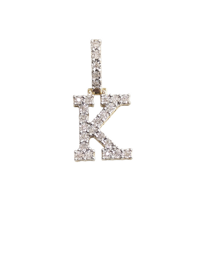 Real Diamond 10kt Yellow Gold Fanuc Style Initials A - Z Pendant