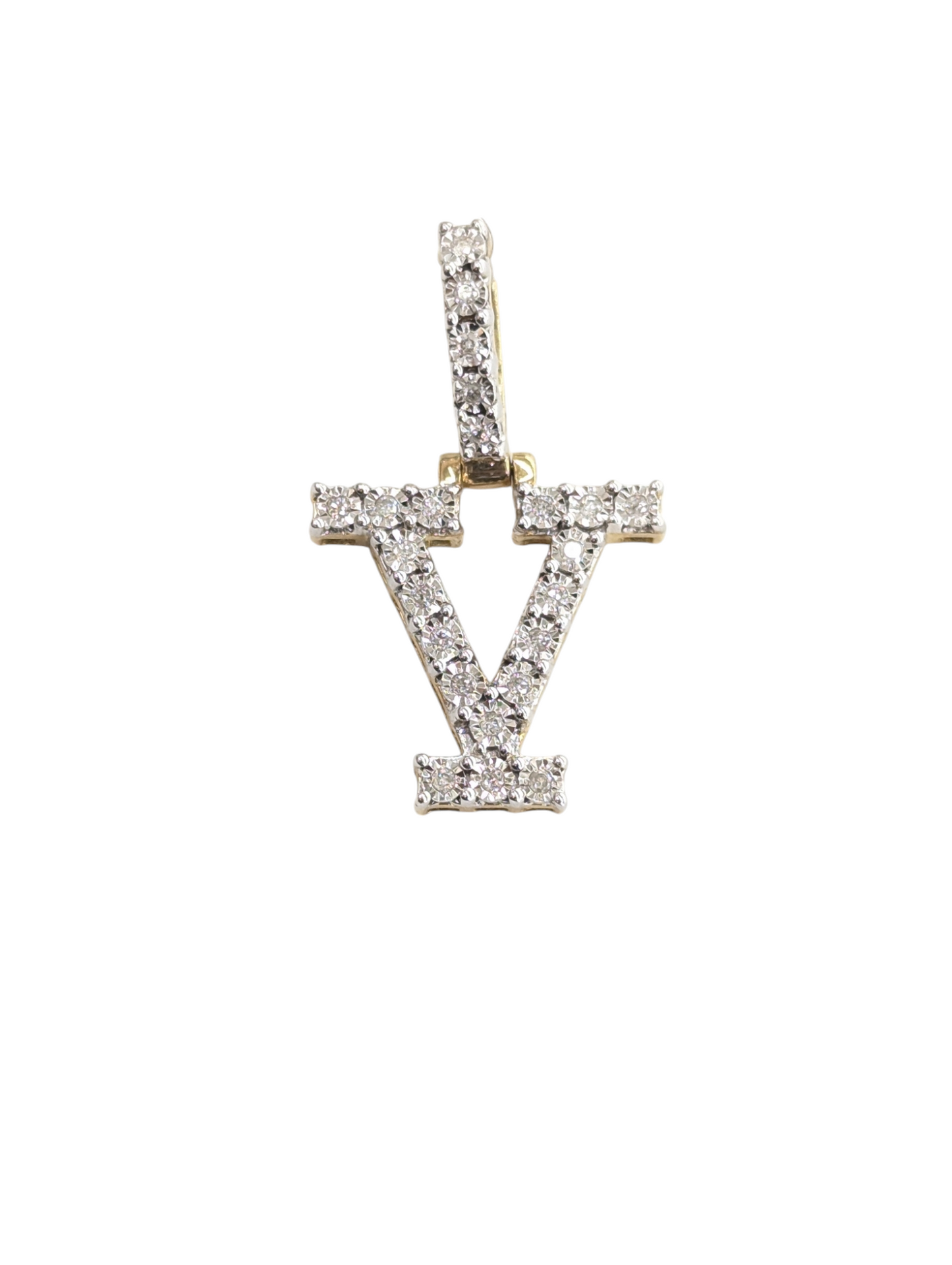 Real Diamond 10kt Yellow Gold Fanuc Style Initials A - Z Pendant