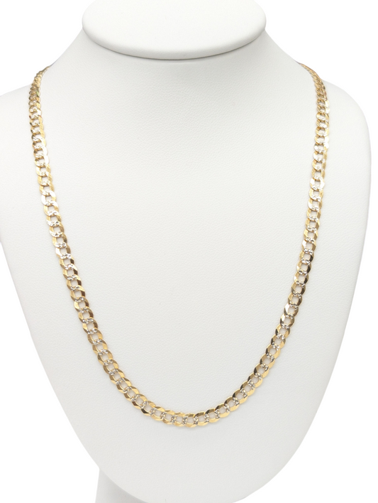 10KT REAL GOLD SOLID CUBAN CURB DIAMOND CUT CHAIN 3.5MM