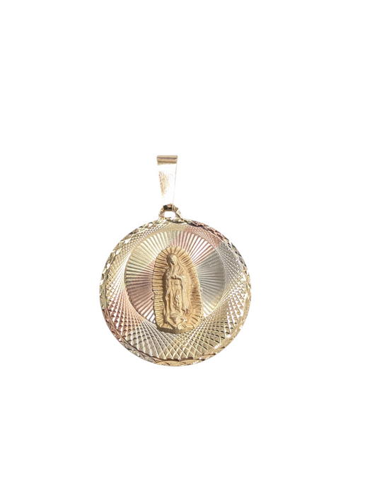 10KT REAL GOLD TRICOLOR VIRGIN MARY PENDANT