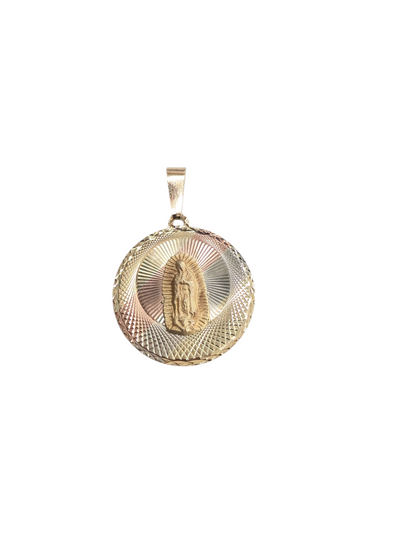 10KT REAL GOLD TRICOLOR VIRGIN MARY PENDANT