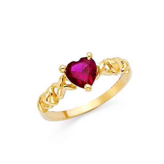 14KT REAL GOLD HEART SHAPE STONE RING FOR WOMEN