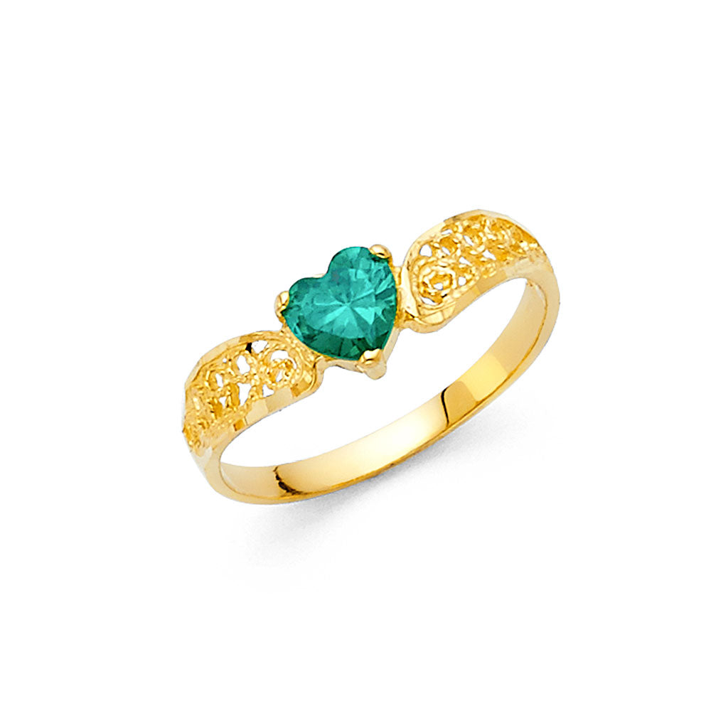 14K REAL GOLD HEART SHAPE RING FOR WOMEN