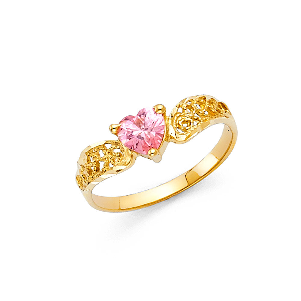 14K REAL GOLD HEART SHAPE RING FOR WOMEN