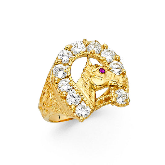 14KT REAL GOLD CZ STONE RING FOR MEN