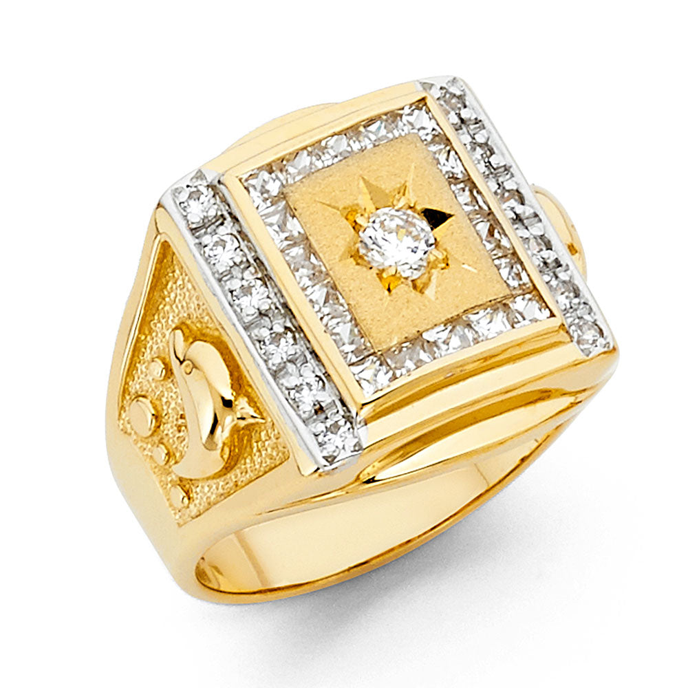 14KT REAL GOLD CZ STONE RING FOR MEN